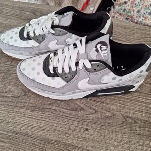 Nike Gray and White Polka Dot Sneakers